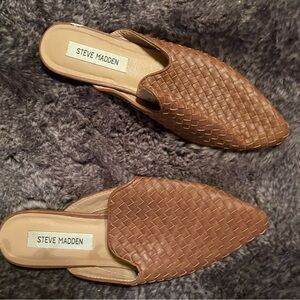 Zara Brown Woven Women's Mules